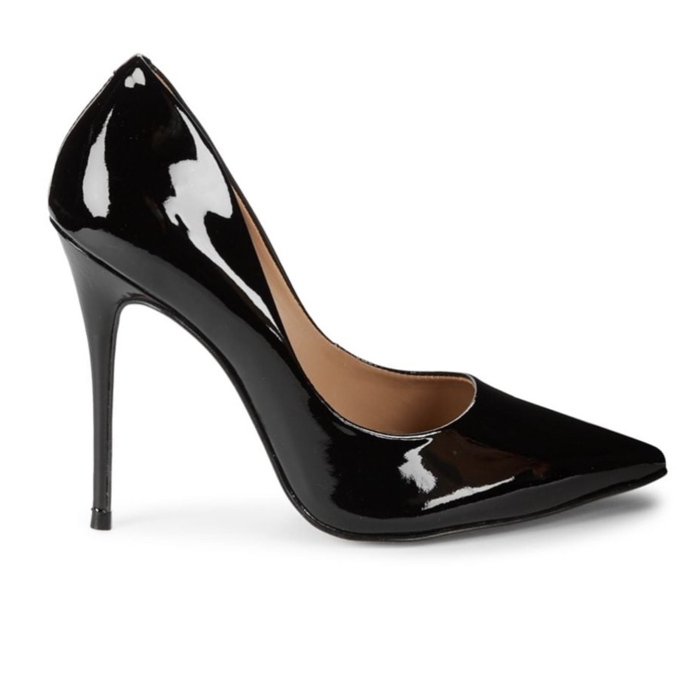 Saks Fifth Avenue Pointy Toe Stiletto Pumps Black “Patent Leather” Size 7.0M